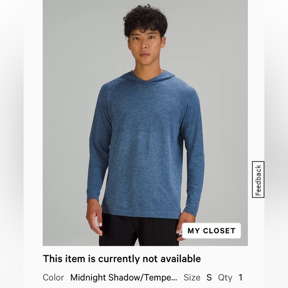 Lululemon metal vent hoodie midnight shadow/tempest blue size small - Picture 1 of 5